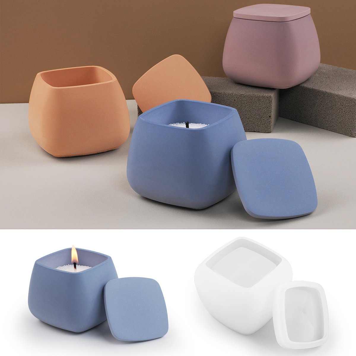 Pot de bougie carré en Silicon - Craft Embellishment Storage avis et prix
