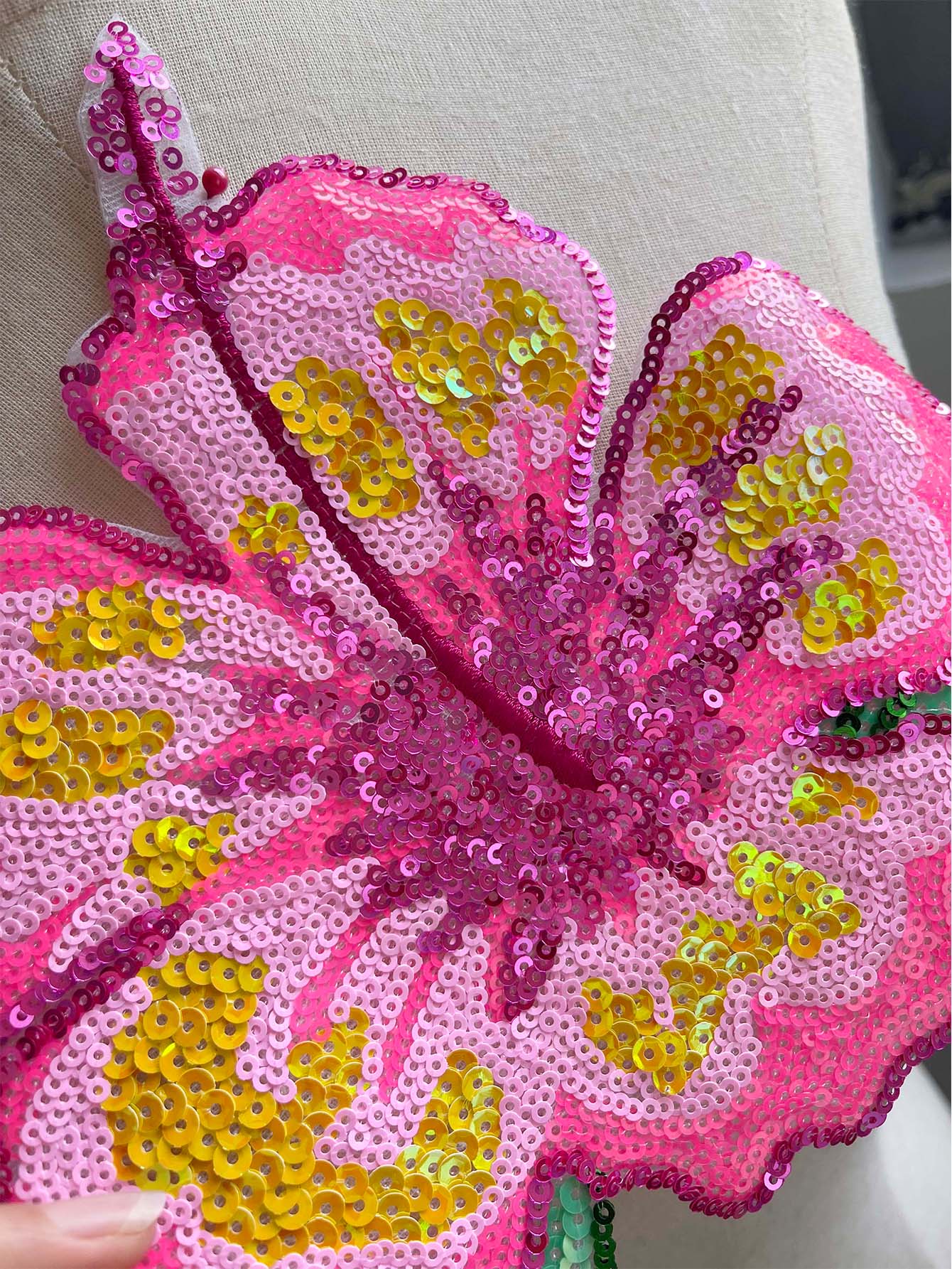 Paillettes roses brillantes de - Applique Patch Flower avis et prix